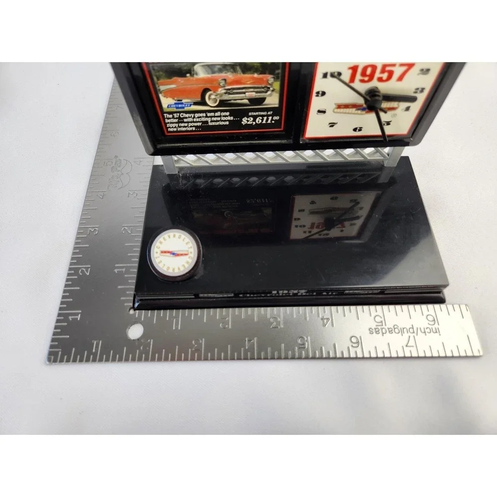 Vintage 1957 Chevrolet Bel Air Desk Clock Dealership Car Advertisement Display